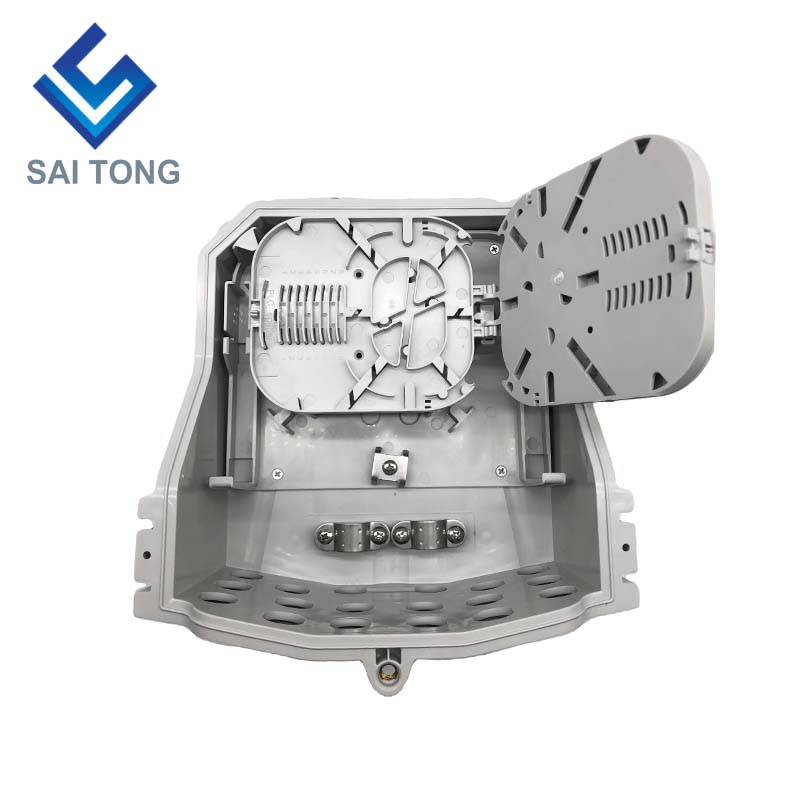 FTTH Saitong IP65 16-kärnig fiberoptisk terminalbox PC+ABS Material Utomhus 16 portar Distributionsboxar med 2 brickor