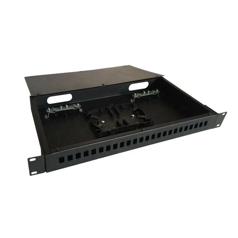 19 tum ftth 24 portar sc fc lc st rackmonterad fiberoptisk distributionsram fiberoptisk patchpanel rackmontering ODF 1u metall