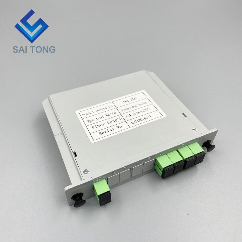 1:4 SC/APC Rack Mount Plc Splitter ABS Box SC UPC Connectors Cassette Type 1X4 Optical Fiber Splitter