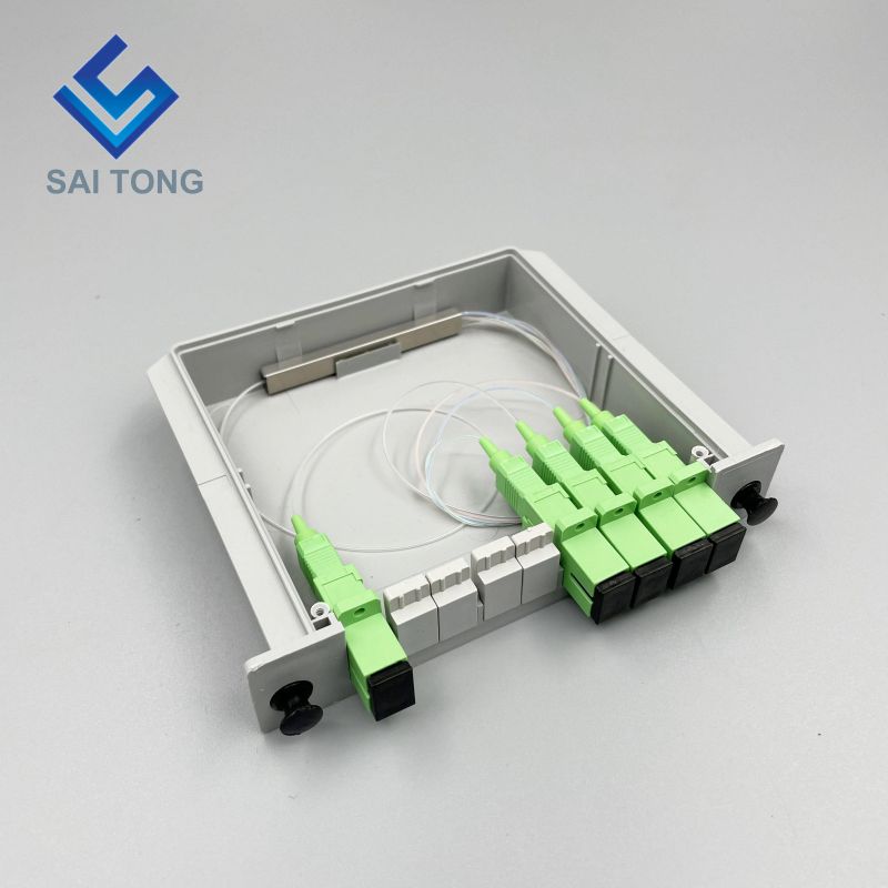 1:4 SC/APC Rack Mount Plc Splitter ABS Box SC UPC Connectors Cassette Type 1X4 Optical Fiber Splitter