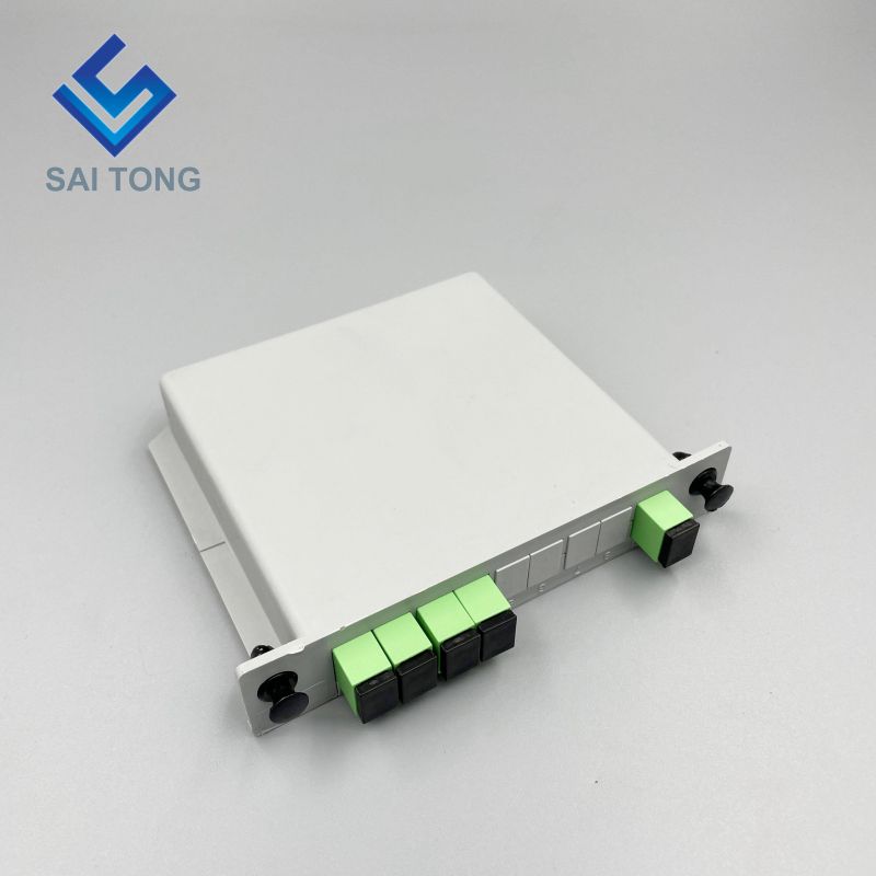 1:4 SC/APC Rack Mount Plc Splitter ABS Box SC UPC Connectors Cassette Type 1X4 Optical Fiber Splitter