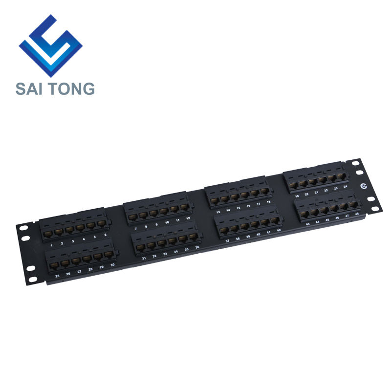 2U 19'' 48 Portar RJ45 Krone Jackor, Stålfäste Cat6 Patch Panel Blank Oskärmad utp Cat5e CAT6 CAT6A RJ45 Patch