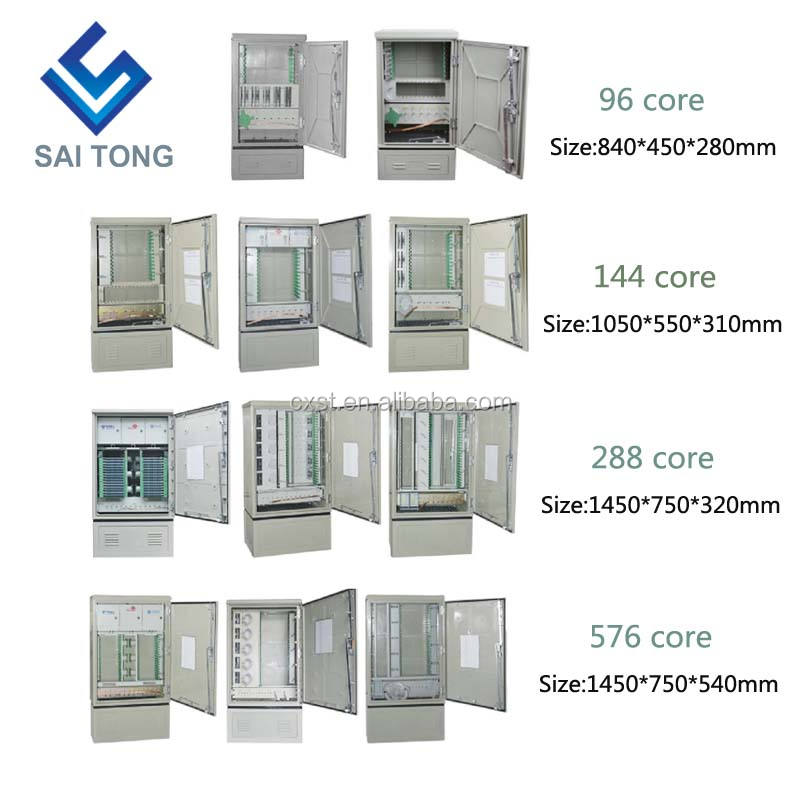 SaiTong FTTH 576 Core optiska distributionsskåp utomhus vattentät IP55 576 kärna fiberoptisk skåp ODF ODB