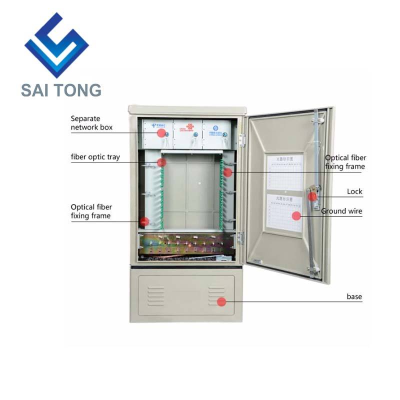 SaiTong FTTH 144 kärna optisk distributionsskåp utomhus vattentätt IP55 144 kärna fiberoptisk skåp ODF ODB