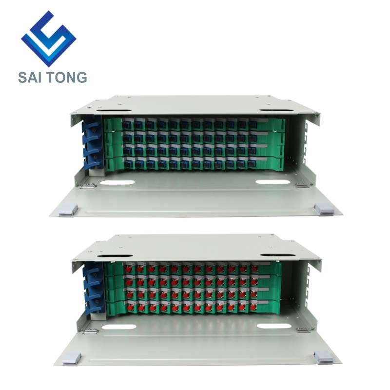 SaiTong FTTH 19 tums rackmontering 48 portar skåp SC/FC ODF 4 U 48 kärna Optisk fiber Distributionsram Valfri full belastning